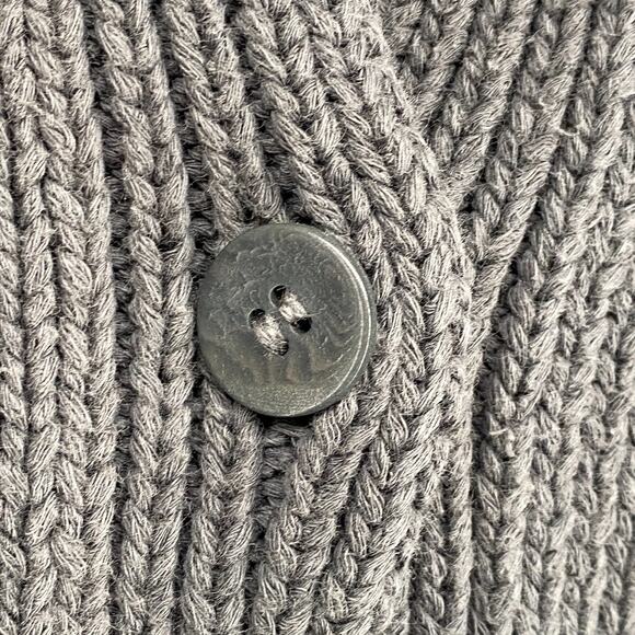 EILEEN FISHER Cardigan L Heavy Cotton Chunky Button Up Drop Shoulder Gray - Picture 5 of 12